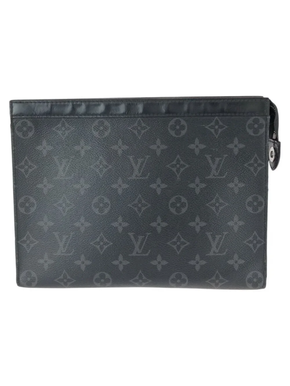 Louis Vuitton Monogram Eclipse Pochette Voyage MM Black Leather Clutch